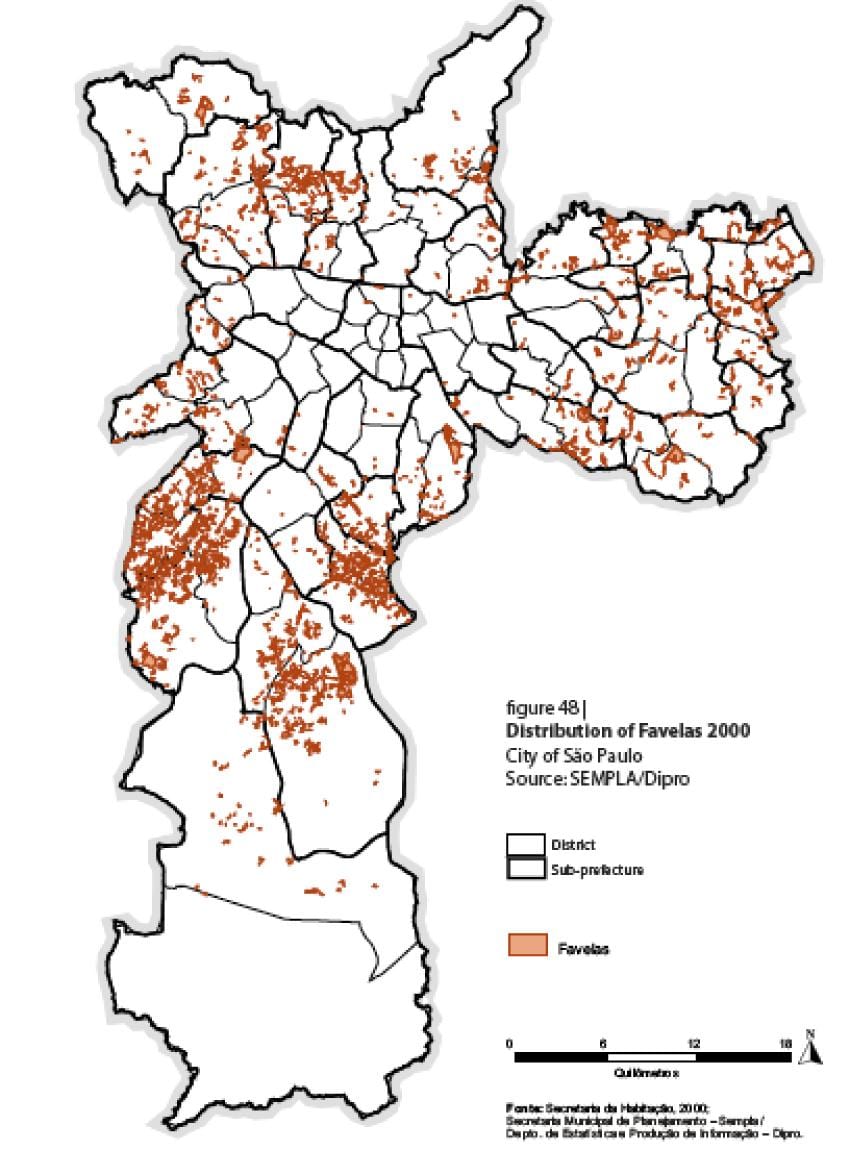 kaart van Sao Paulo favelas