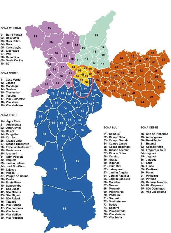 São Paulo munisipaliteite kaart