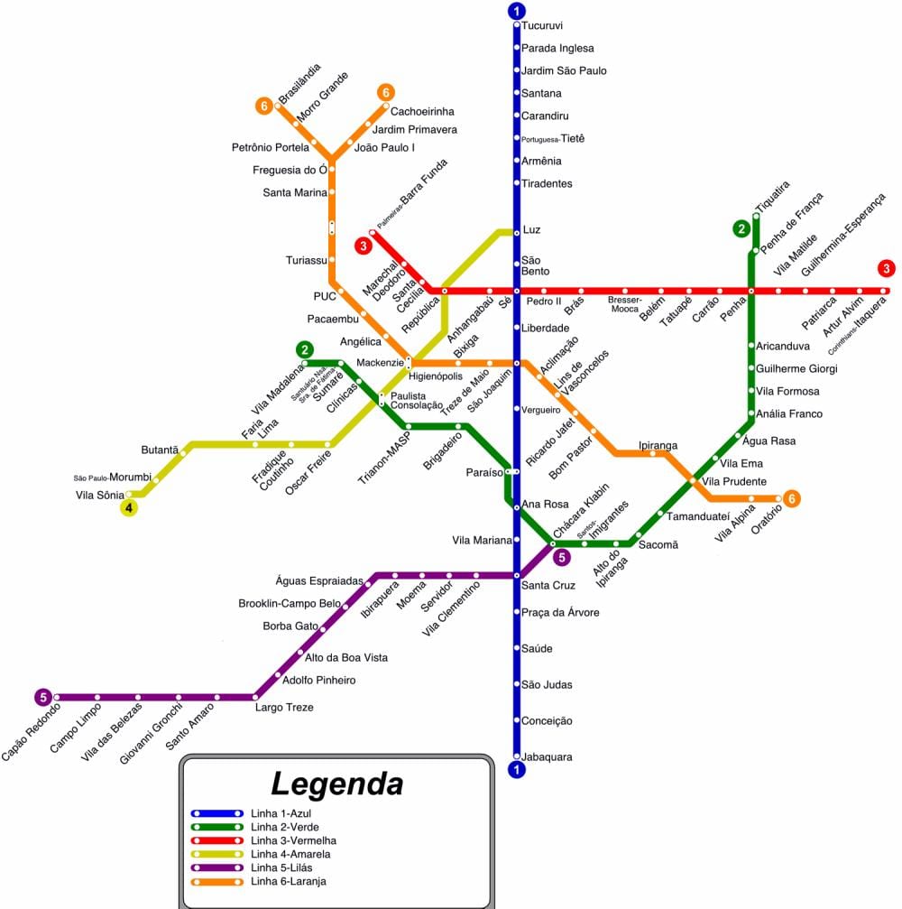 kaart van Sao Paulo tube